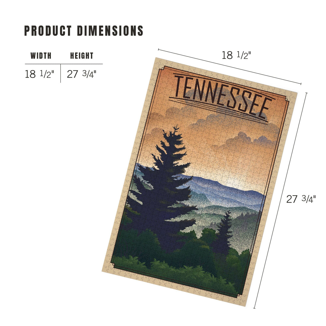 Tennessee, Mountain, Lithograph, Jigsaw Puzzle Puzzle Lantern Press 