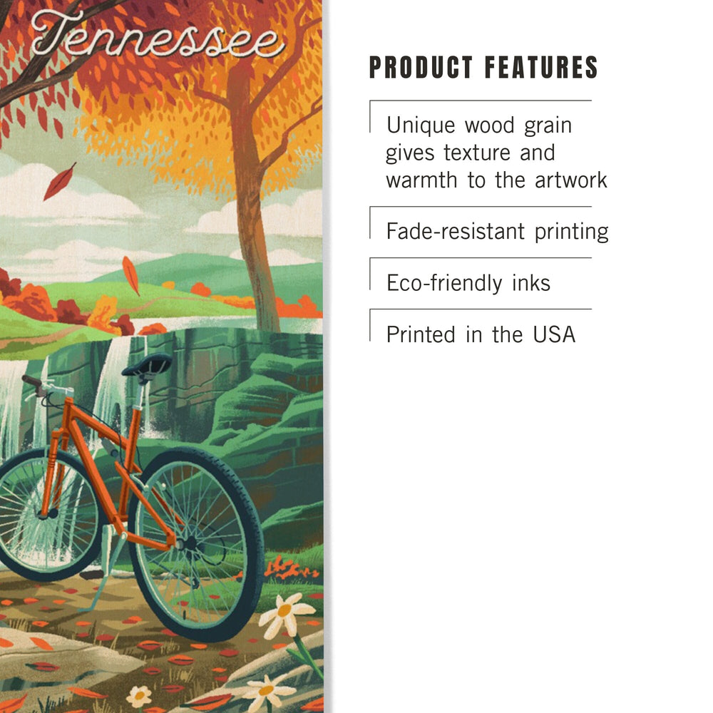 Tennessee, Off To Wander, Cycling with Hills, Wood Signs and Postcards Wood Lantern Press 