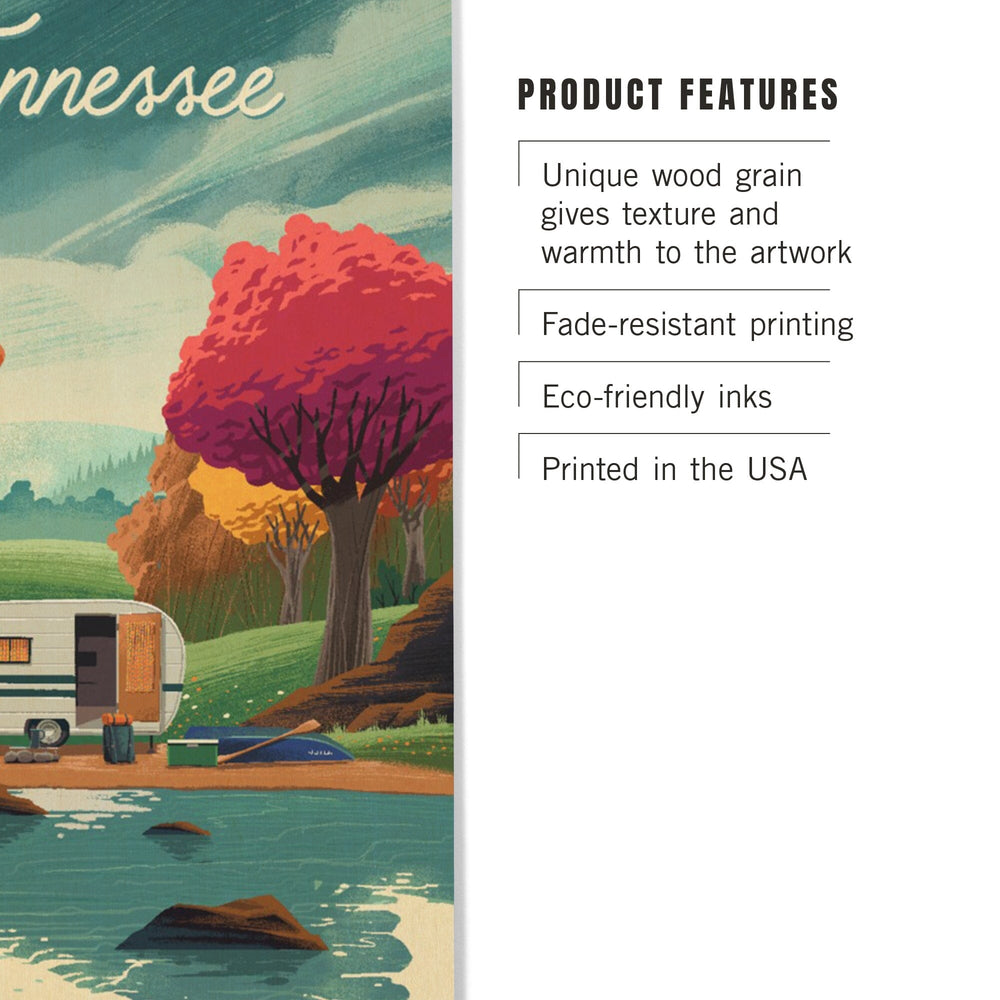 Tennessee, Outdoor Activity, At Home Anywhere, Camper in Fall Colors, Wood Signs and Postcards Wood Lantern Press 