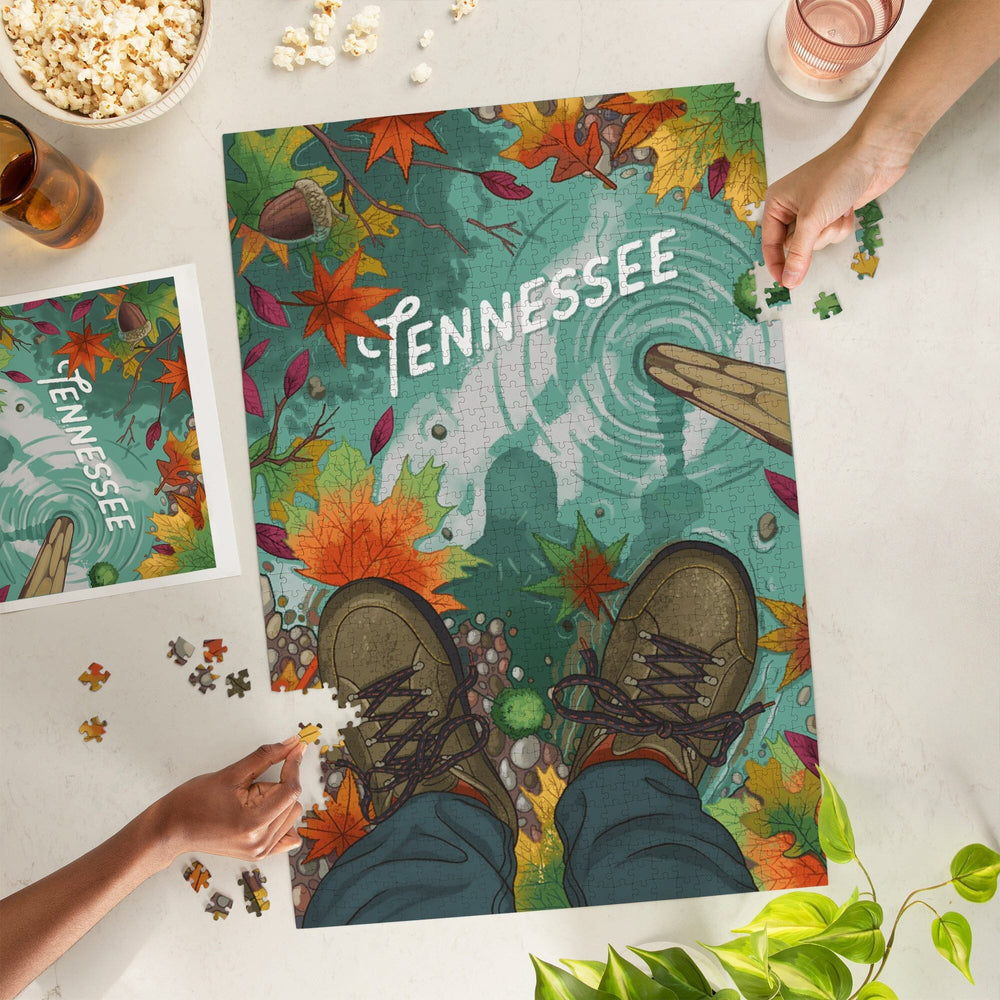 Tennessee, Outdoor Activity, Hiking Closeups, Fall Colors, Jigsaw Puzzle Puzzle Lantern Press 