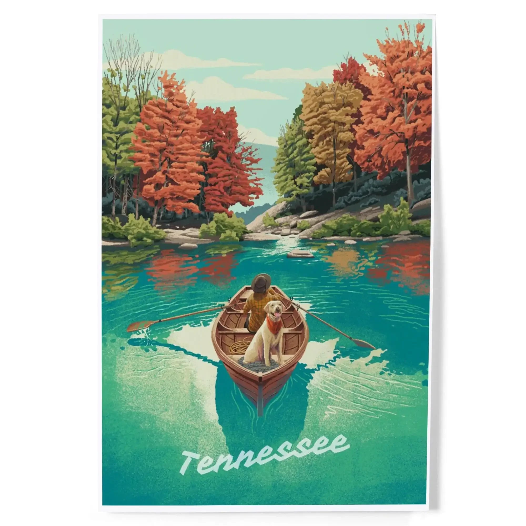 Tennessee, Quiet Explorer, Boating, Mountain art prints, metal