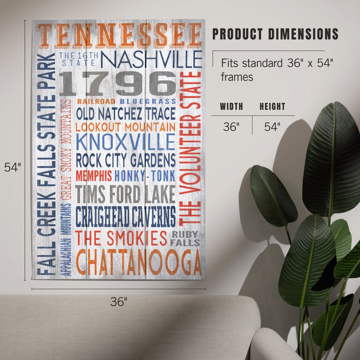 Tennessee, Rustic Typography, Art & Giclee Prints Art Lantern Press 