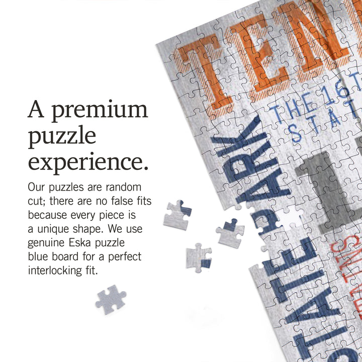 Tennessee, Rustic Typography, Jigsaw Puzzle Puzzle Lantern Press 