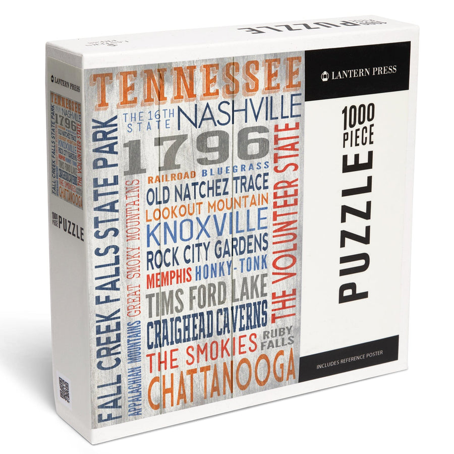 Tennessee, Rustic Typography, Jigsaw Puzzle Puzzle Lantern Press 
