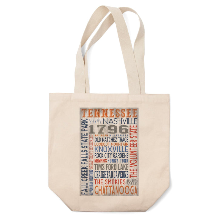 Tennessee, Rustic Typography, Tote Bag Totes Lantern Press 