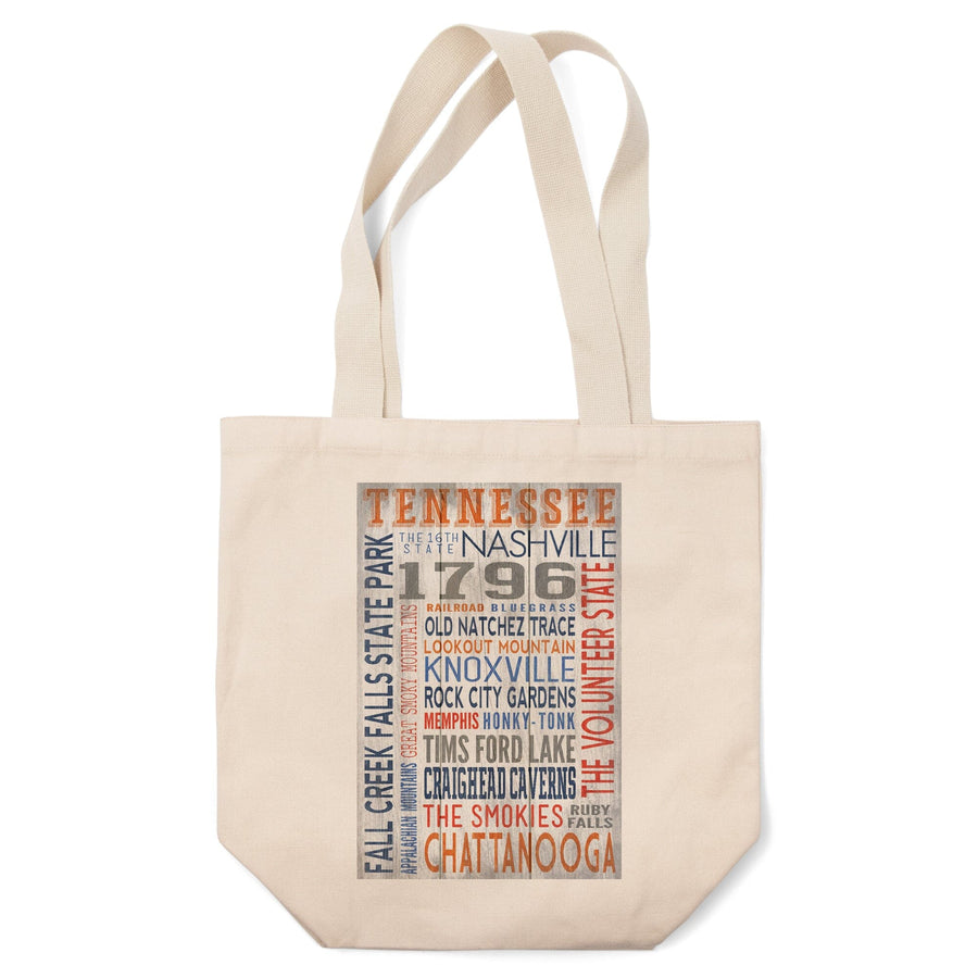 Tennessee, Rustic Typography, Tote Bag Totes Lantern Press 
