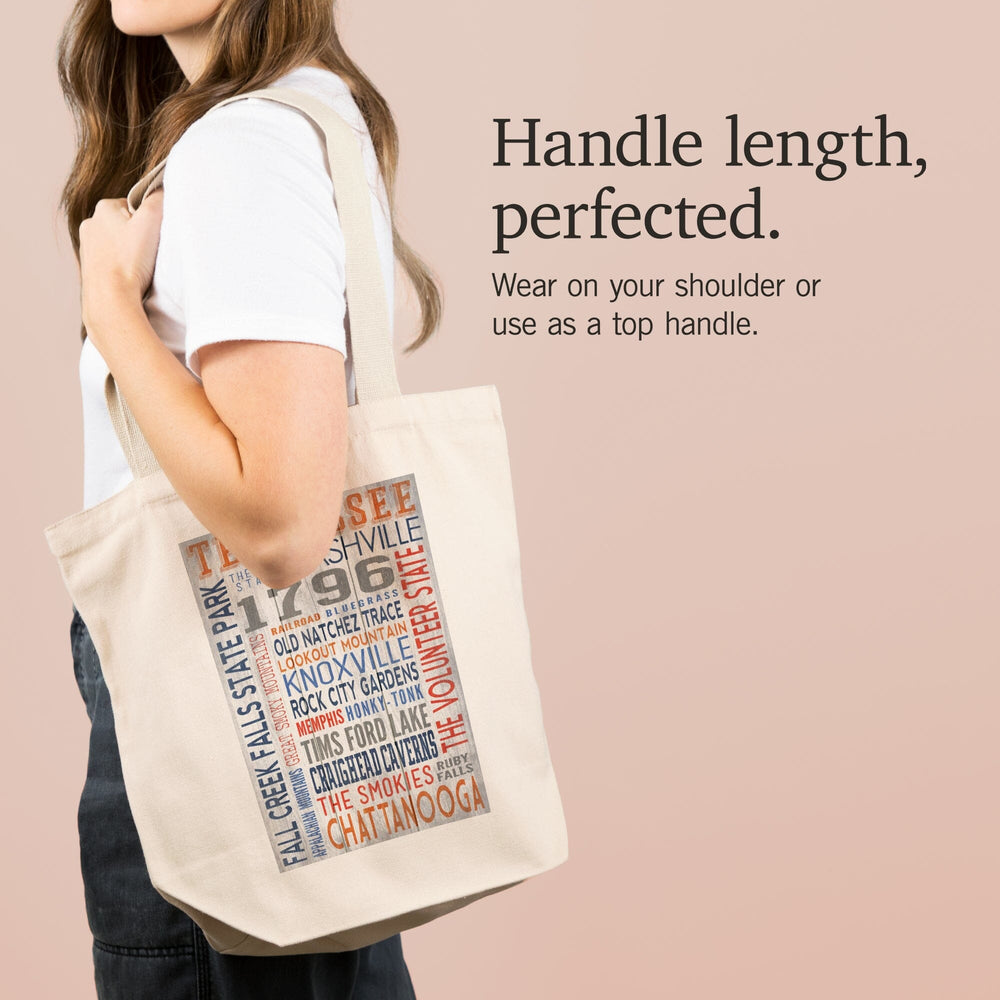 Tennessee, Rustic Typography, Tote Bag Totes Lantern Press 