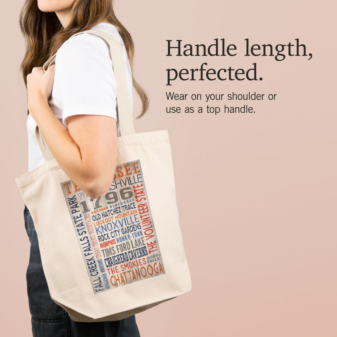 Tennessee, Rustic Typography, Tote Bag Totes Lantern Press 