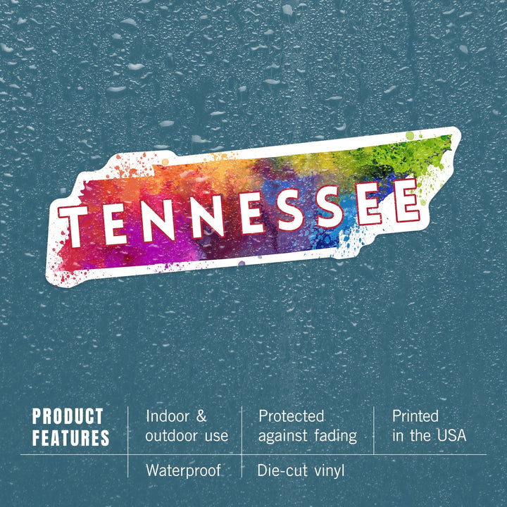 Tennessee, State Abstract Watercolor, Contour, Lantern Press Artwork, Vinyl Sticker Sticker Lantern Press 
