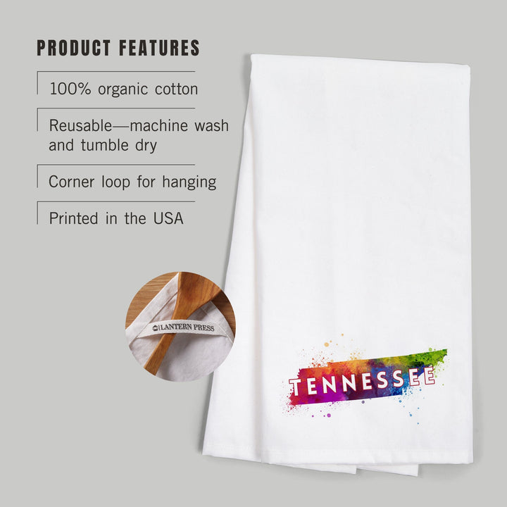 Tennessee, State Abstract Watercolor, Contour, Organic Cotton Kitchen Tea Towels Kitchen Lantern Press 