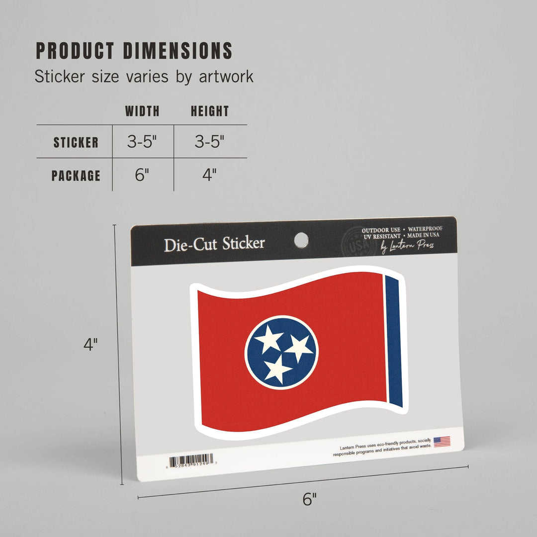 Tennessee State Flag, Letterpress, Contour, Vinyl Sticker Sticker Lantern Press 