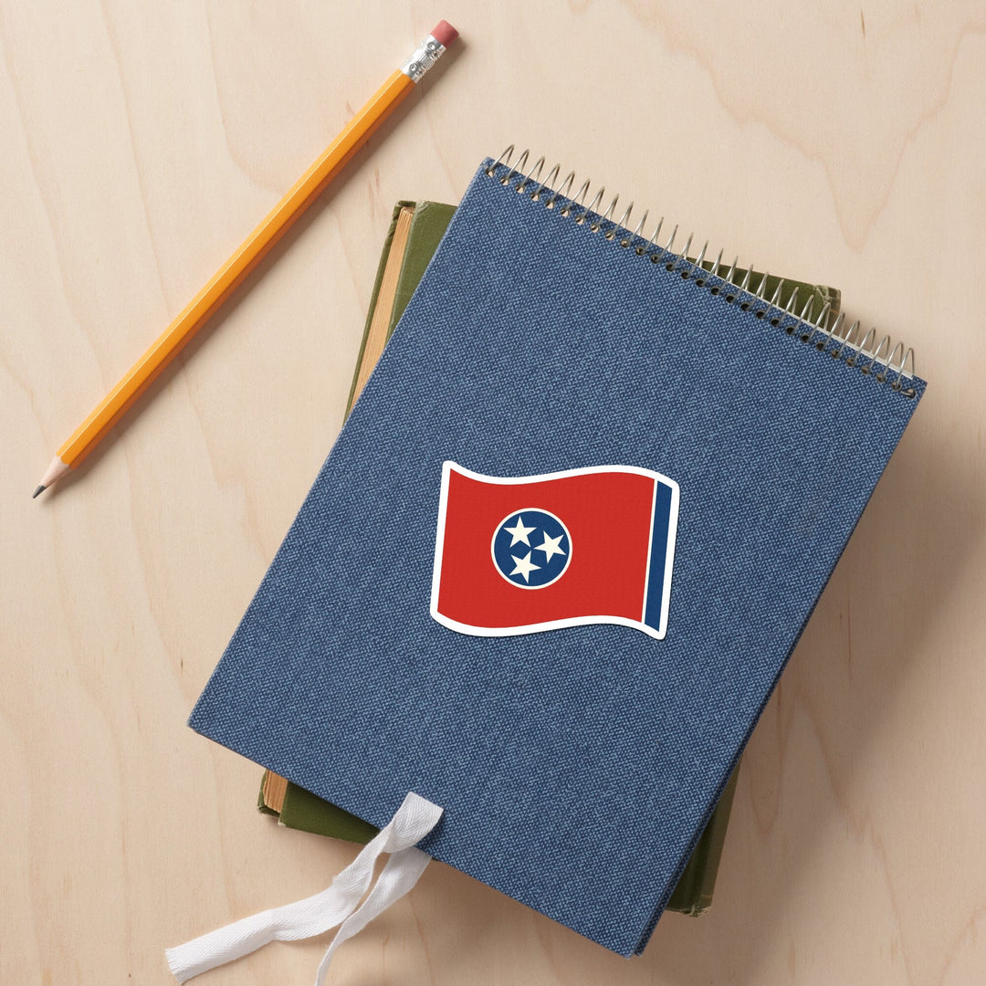 Tennessee State Flag, Letterpress, Contour, Vinyl Sticker Sticker Lantern Press 