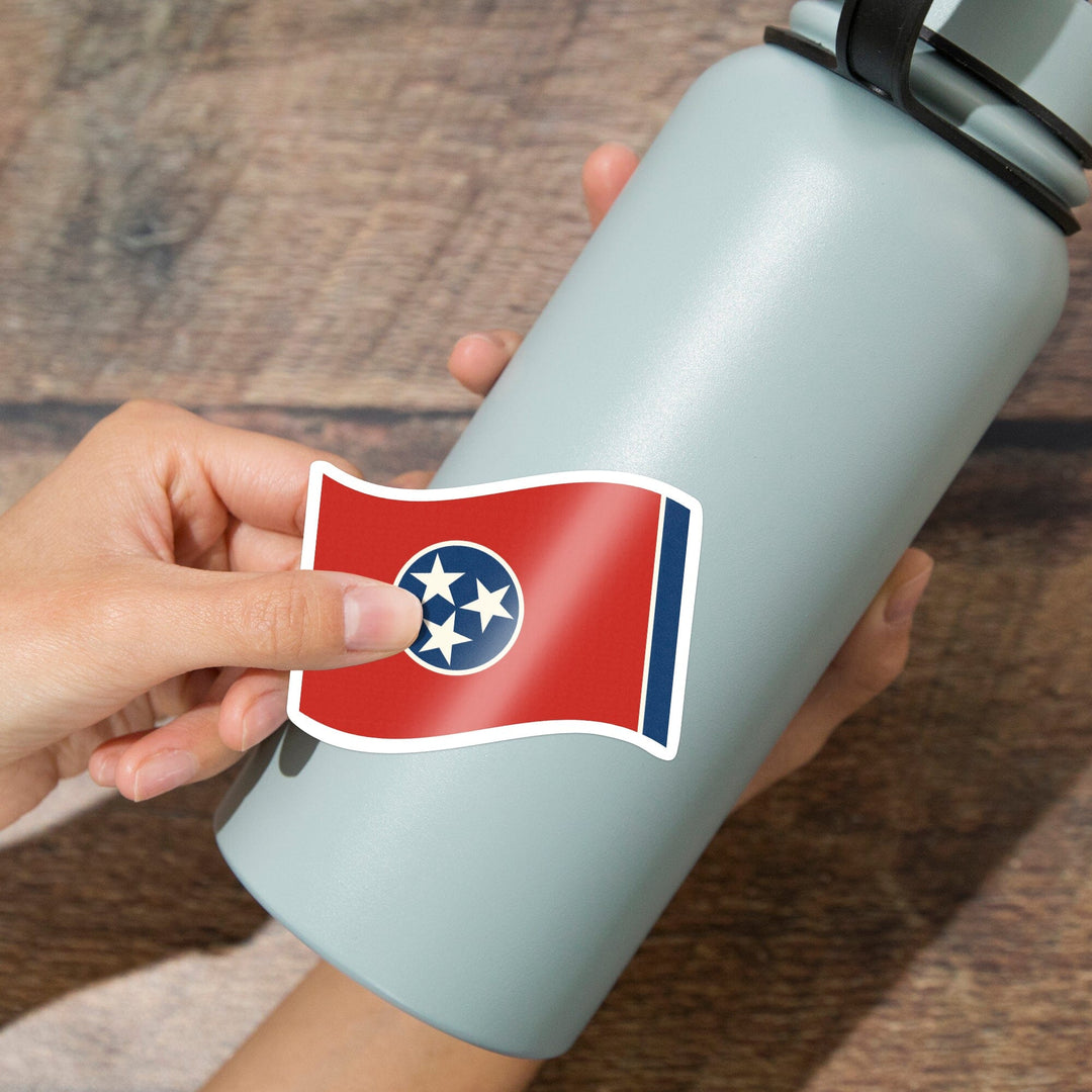 Tennessee State Flag, Letterpress, Contour, Vinyl Sticker Sticker Lantern Press 