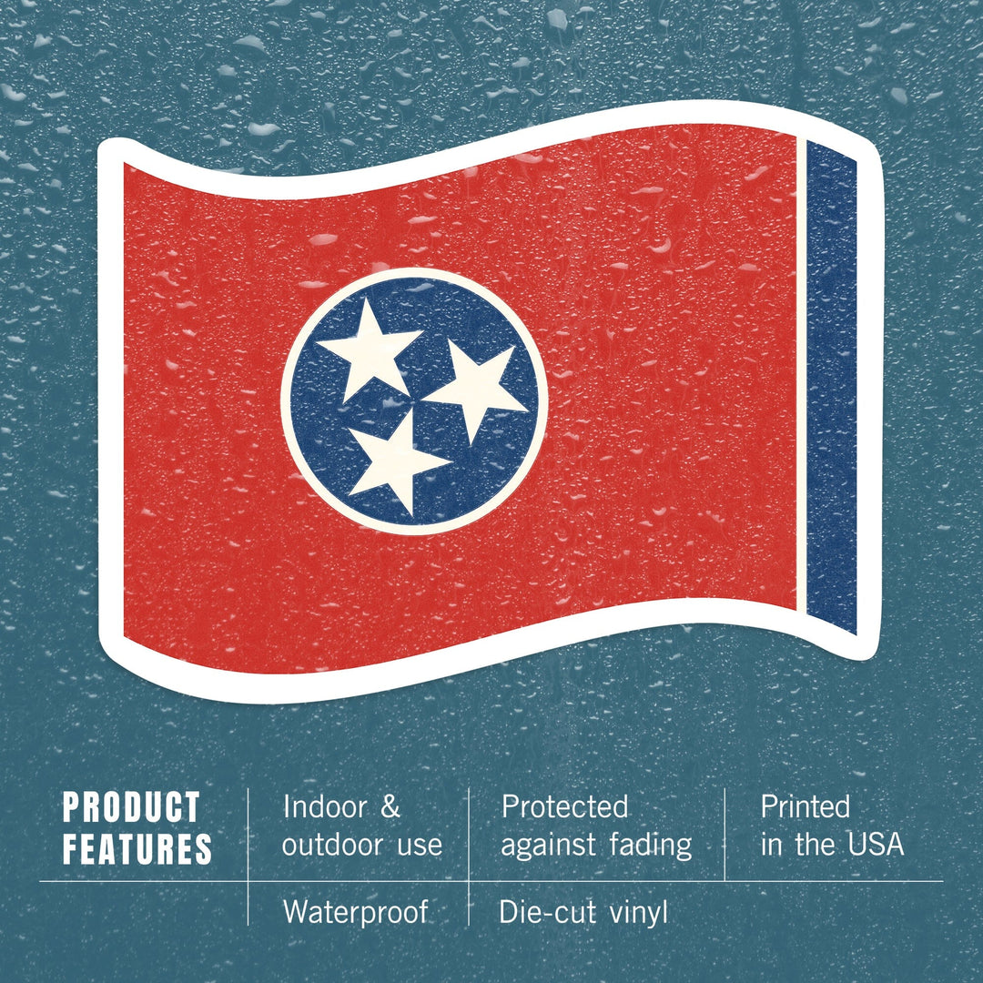 Tennessee State Flag, Letterpress, Contour, Vinyl Sticker Sticker Lantern Press 