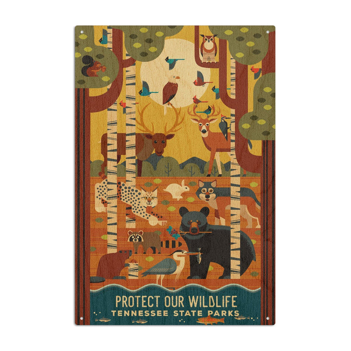 Tennessee State Parks, Forest Animals, Geometric, Lantern Press Artwork, Wood Signs and Postcards Wood Lantern Press 10 x 15 Wood Sign 
