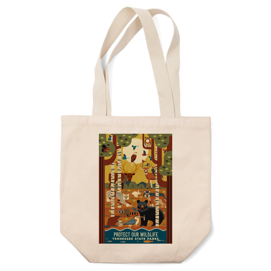 Tennessee State Parks, Forest Animals, Geometric, Tote Bag Totes Lantern Press 
