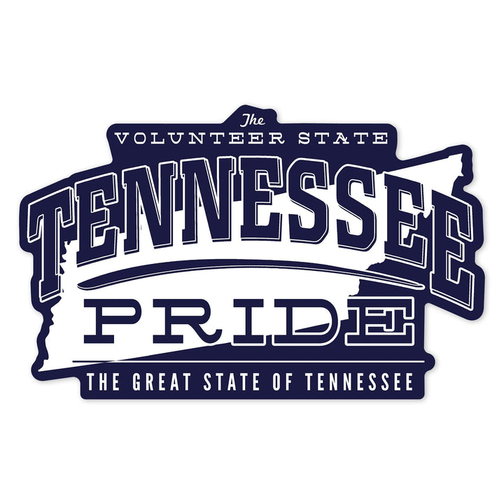 Tennessee, State Pride, Blue and White, Contour, Vinyl Sticker Sticker Lantern Press 