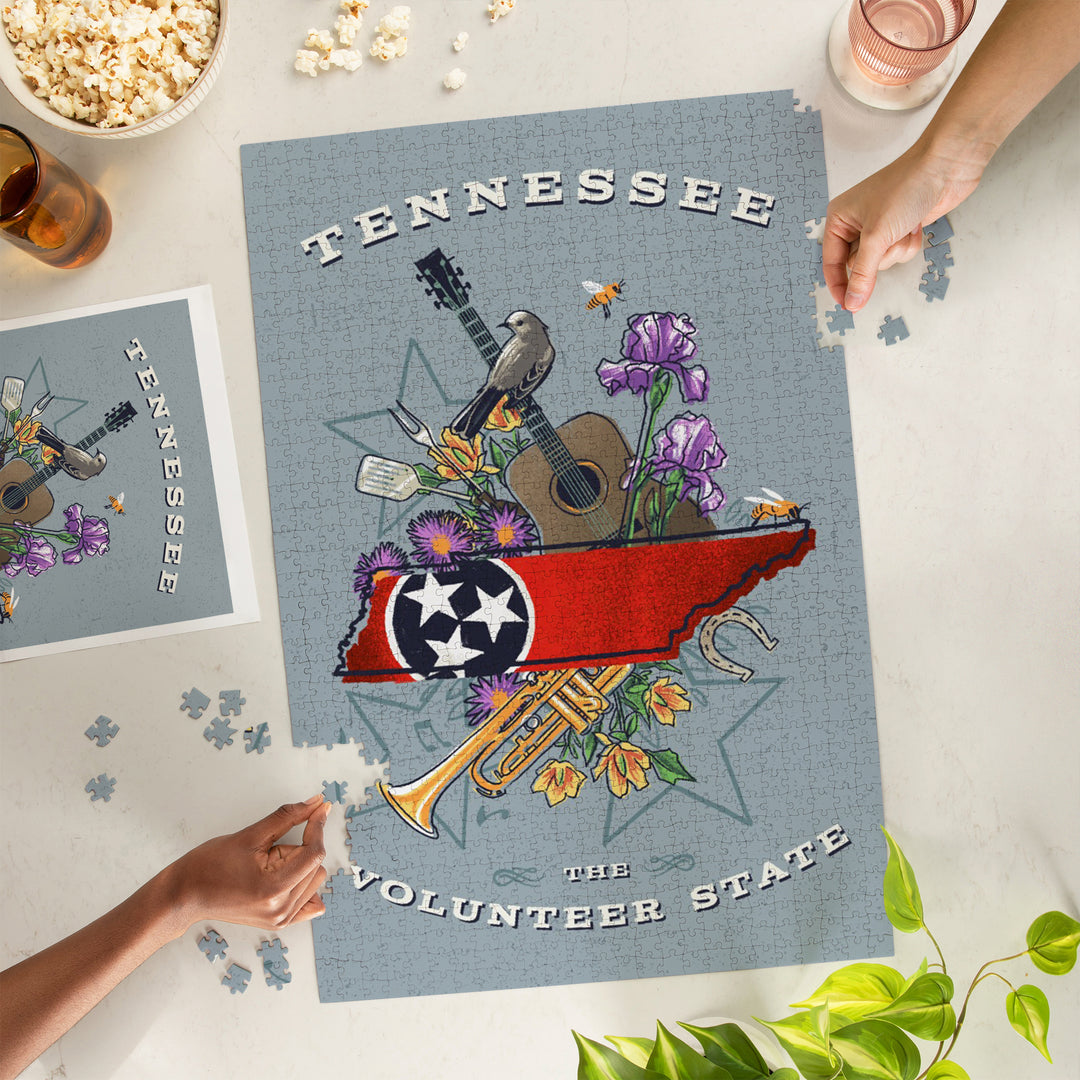 Tennessee, State Treasure Trove, State Series, Jigsaw Puzzle Puzzle Lantern Press 