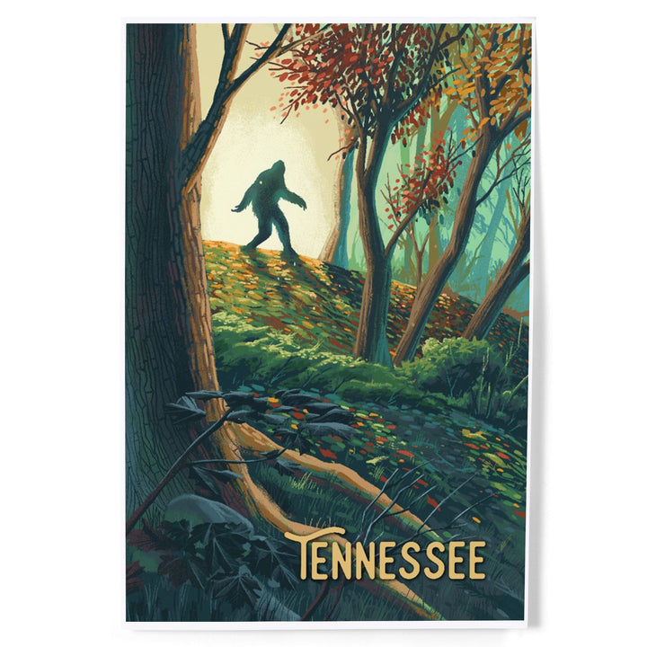 Tennessee, Wanderer, Bigfoot in Forest, Art & Giclee Prints Art Lantern Press 