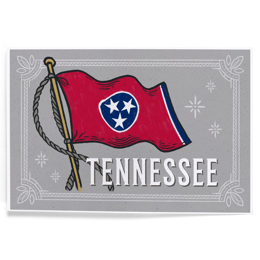 Tennessee, Waving State Flag, State Series, Art & Giclee Prints Art Lantern Press 