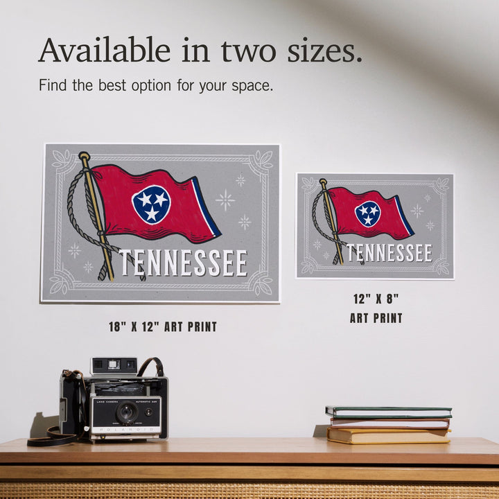 Tennessee, Waving State Flag, State Series, Art & Giclee Prints Art Lantern Press 