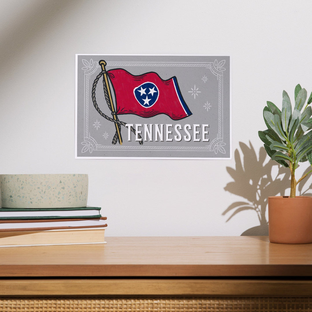 Tennessee, Waving State Flag, State Series, Art & Giclee Prints Art Lantern Press 