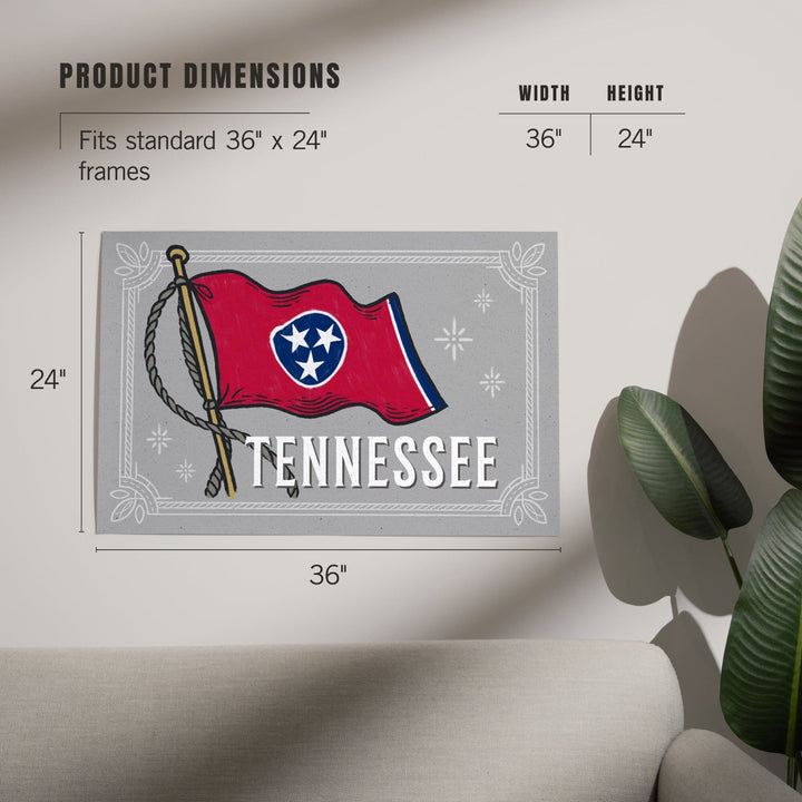 Tennessee, Waving State Flag, State Series, Art & Giclee Prints Art Lantern Press 