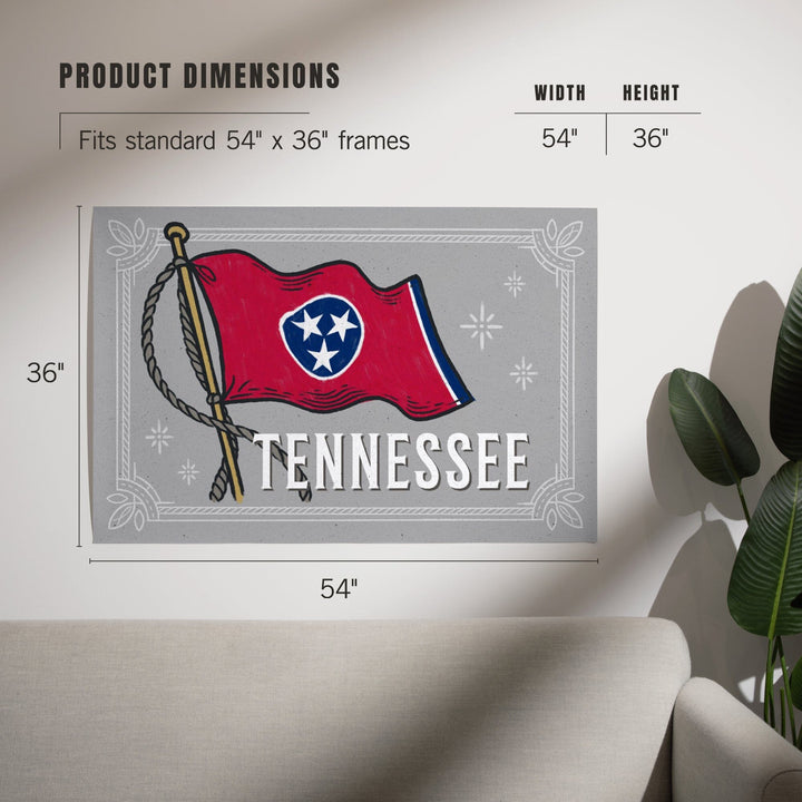 Tennessee, Waving State Flag, State Series, Art & Giclee Prints Art Lantern Press 