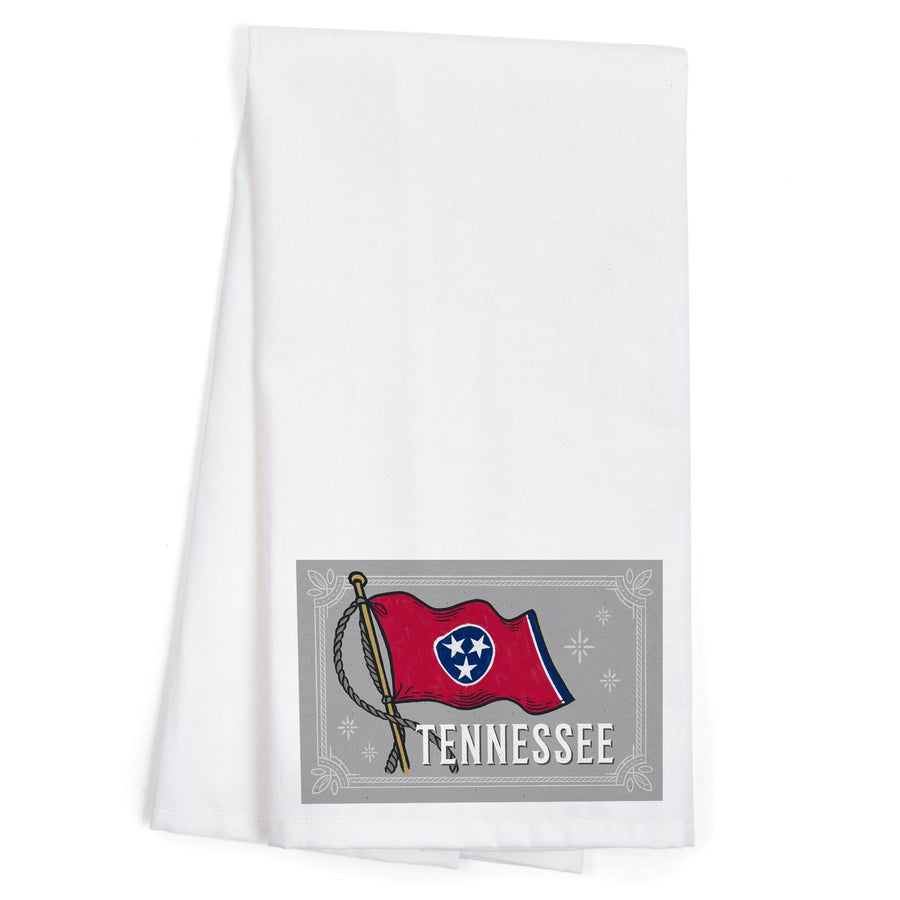 Tennessee, Waving State Flag, State Series, Organic Cotton Kitchen Tea Towels Kitchen Lantern Press 