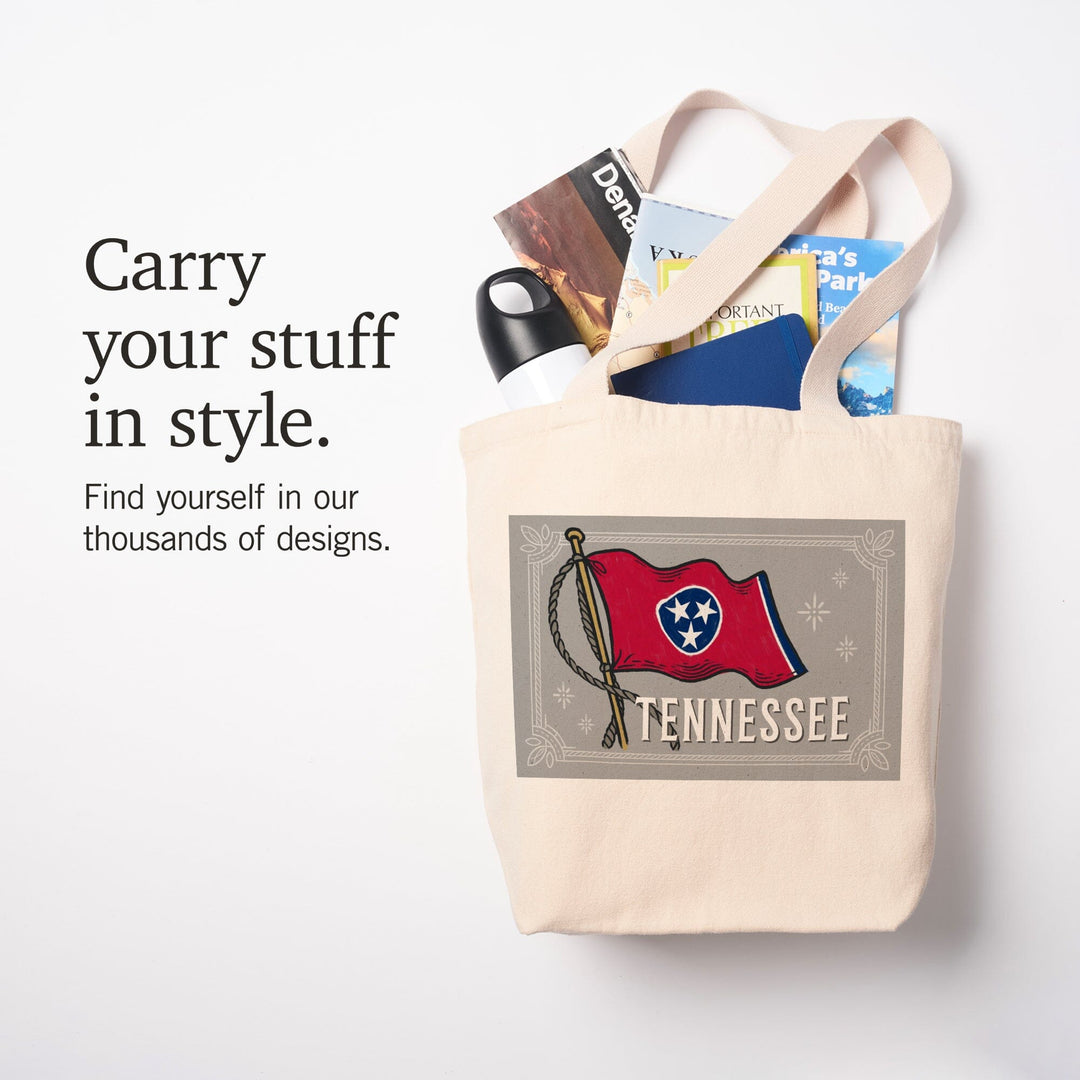 Tennessee, Waving State Flag, State Series, Tote Bag Totes Lantern Press 