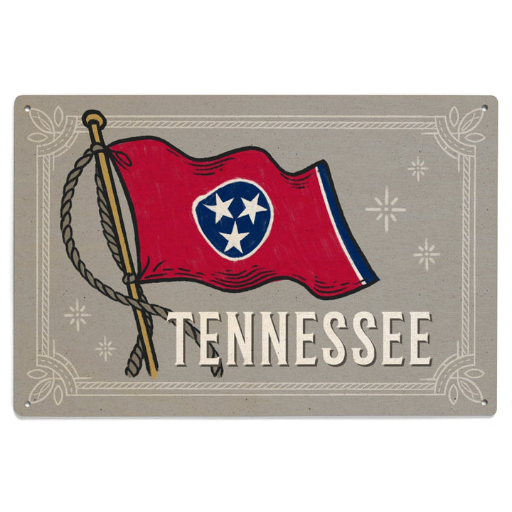 Tennessee, Waving State Flag, State Series Wood Lantern Press 