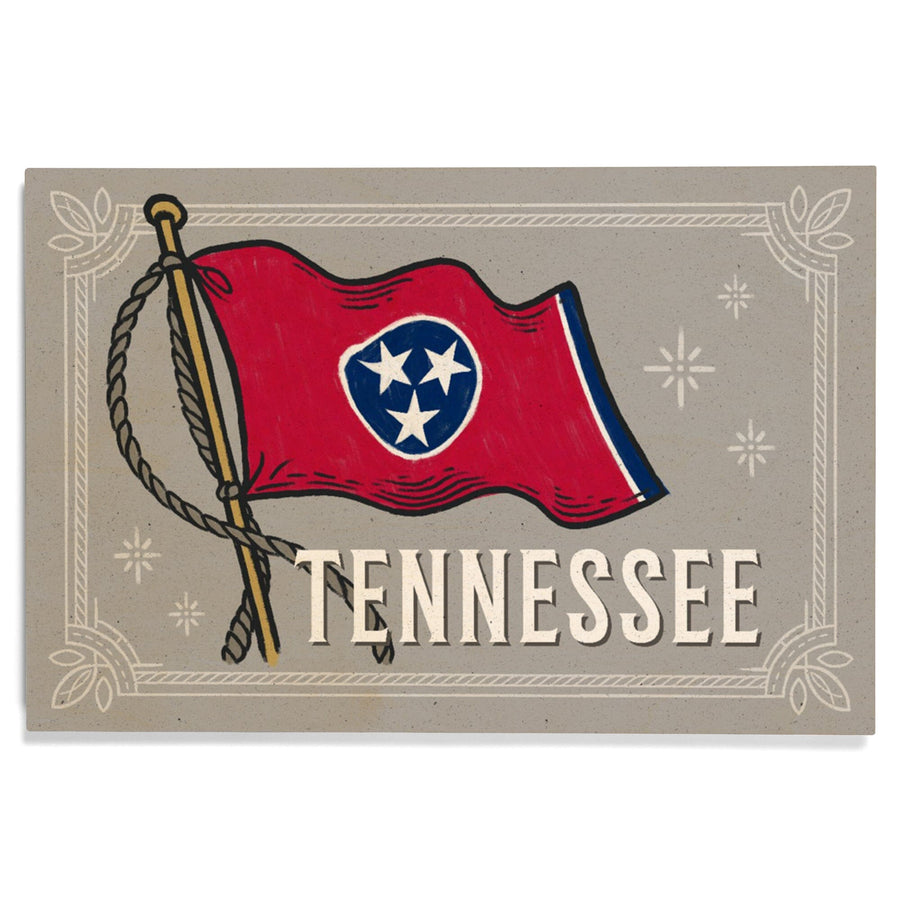 Tennessee, Waving State Flag, State Series Wood Lantern Press 