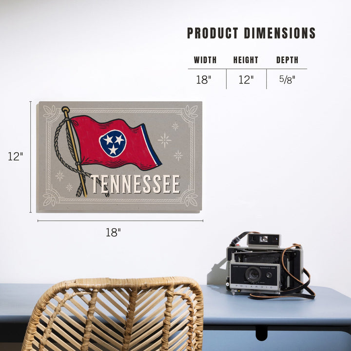 Tennessee, Waving State Flag, State Series Wood Lantern Press 