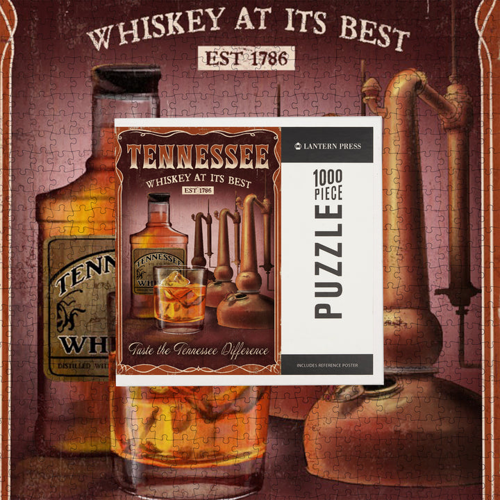 Tennessee, Whiskey Vintage Sign, Jigsaw Puzzle Puzzle Lantern Press 