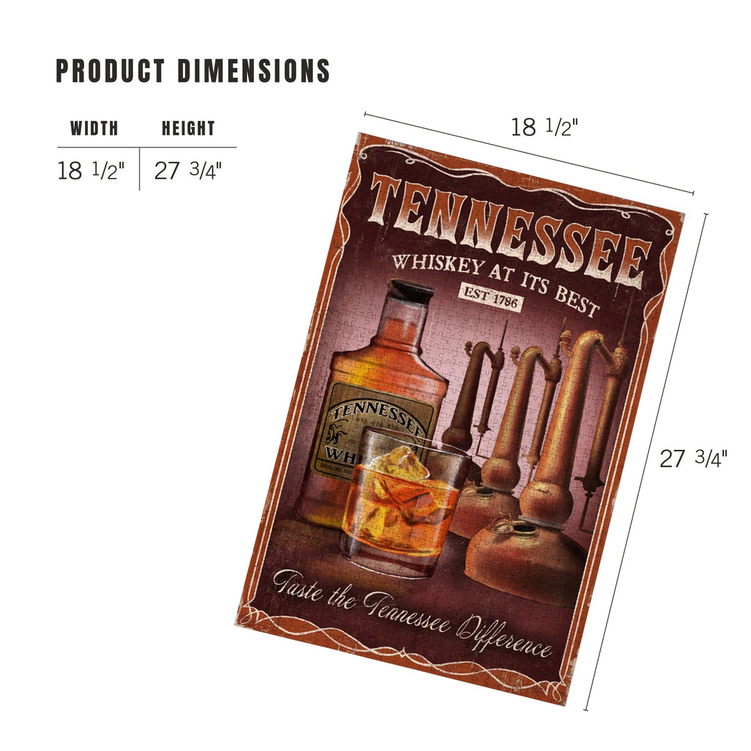 Tennessee, Whiskey Vintage Sign, Jigsaw Puzzle Puzzle Lantern Press 