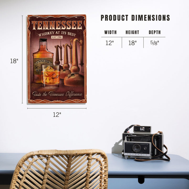 Tennessee, Whiskey Vintage Sign, Lantern Press Artwork, Wood Signs and Postcards Wood Lantern Press 