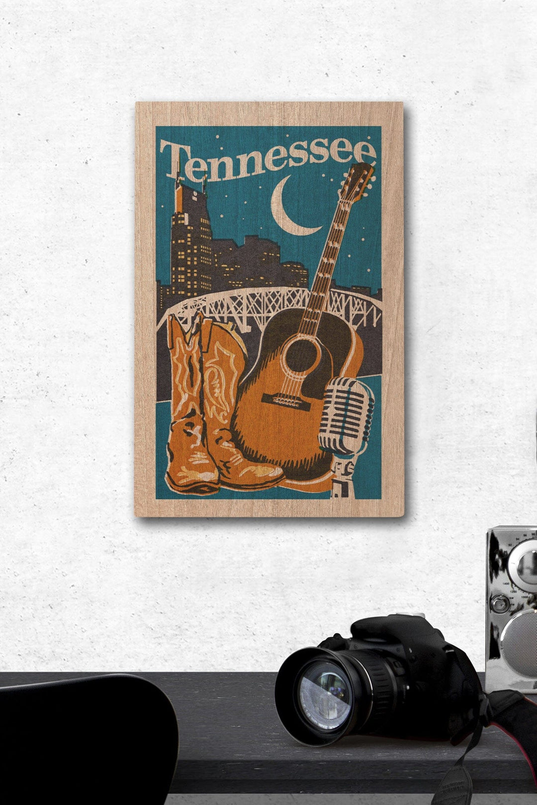 Tennessee, Woodblock, Lantern Press Artwork, Wood Signs and Postcards Wood Lantern Press 12 x 18 Wood Gallery Print 