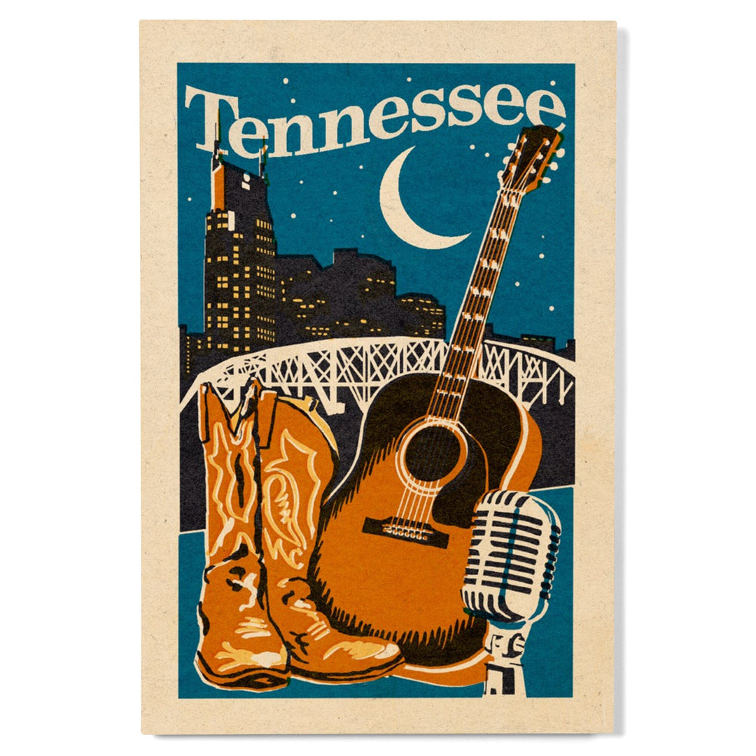 Tennessee, Woodblock, Lantern Press Artwork, Wood Signs and Postcards Wood Lantern Press 