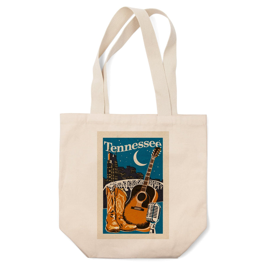 Tennessee, Woodblock, Tote Bag Totes Lantern Press 