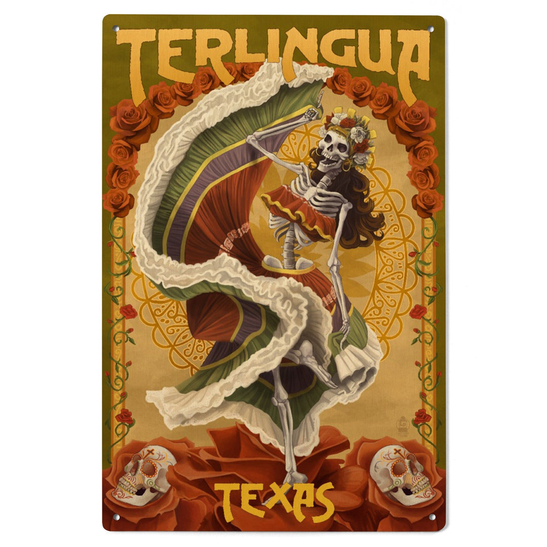 Terlingua, Texas, Day of the Dead Skeleton Dancing, Lantern Press Artwork, Wood Signs and Postcards Wood Lantern Press 