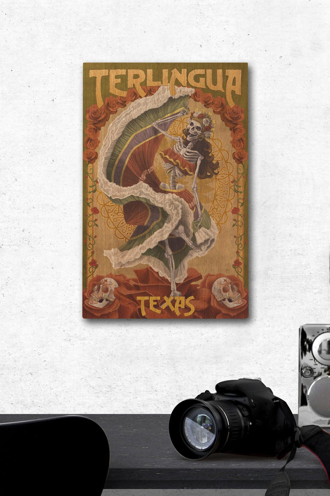 Terlingua, Texas, Day of the Dead Skeleton Dancing, Lantern Press Artwork, Wood Signs and Postcards Wood Lantern Press 12 x 18 Wood Gallery Print 