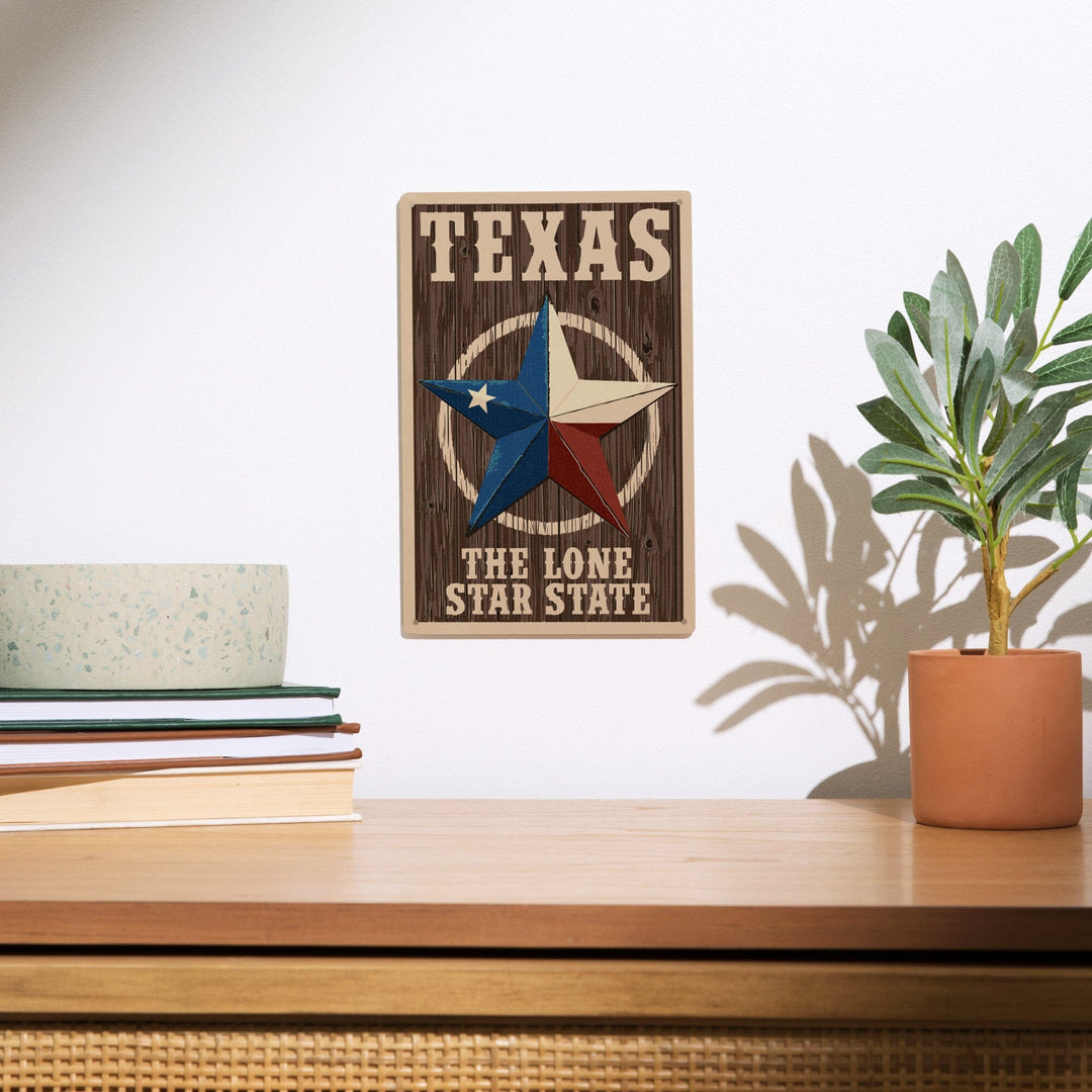 Texas, Barn Star Letterpress, Lantern Press Artwork, Wood Signs and Postcards Wood Lantern Press 