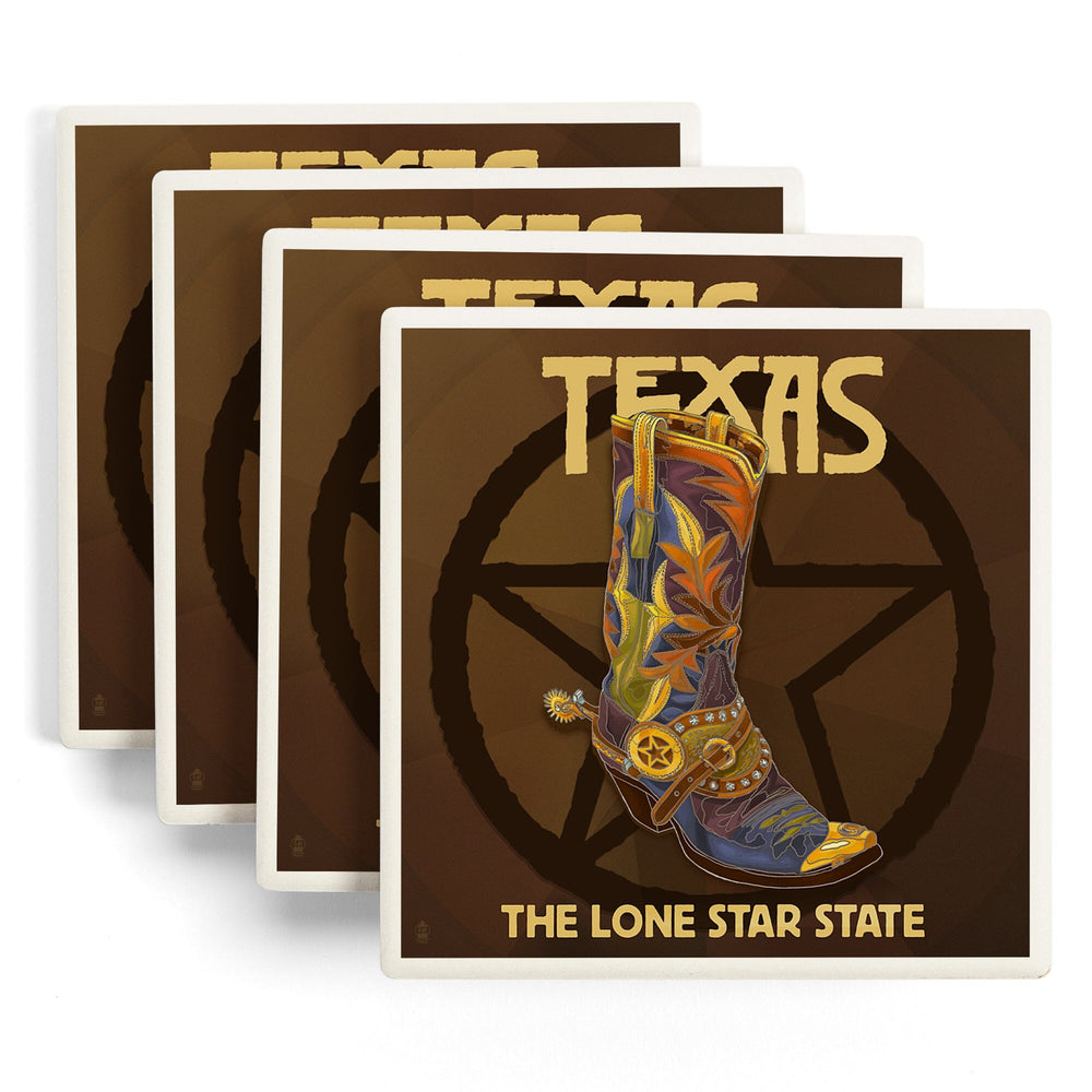Texas, Boot and Star, Coasters Coasters Lantern Press 