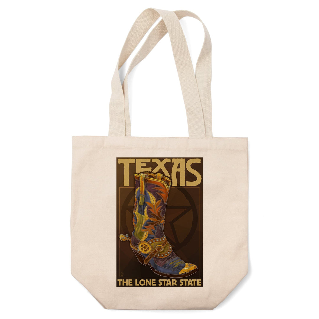 Texas, Boot & Star, Lantern Press Artwork, Tote Bag Totes Lantern Press 
