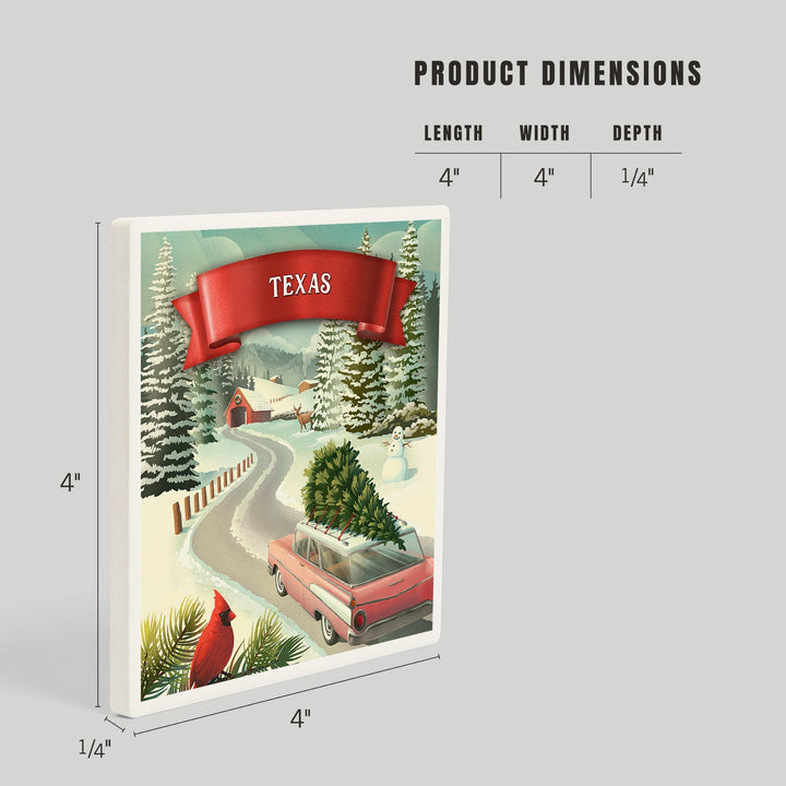 Texas, Christmas Holiday Tradition, Coasters Coasters Lantern Press 