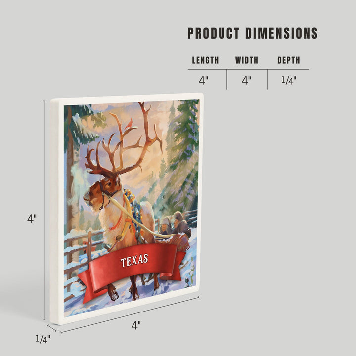Texas, Christmas Sleigh Ride, Coasters Coasters Lantern Press 