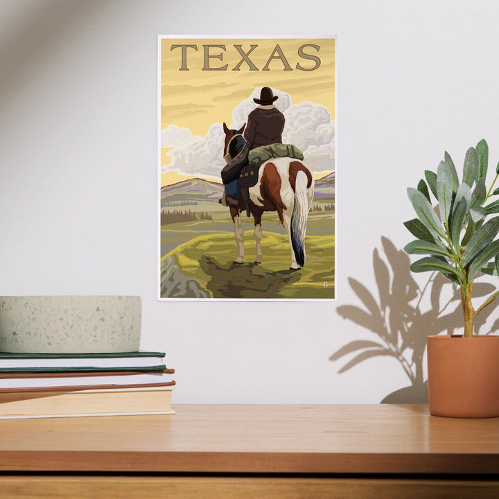 Texas, Cowboy on Ridge, Art & Giclee Prints Art Lantern Press 