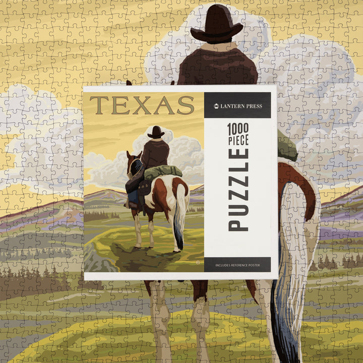 Texas, Cowboy on Ridge, Jigsaw Puzzle Puzzle Lantern Press 