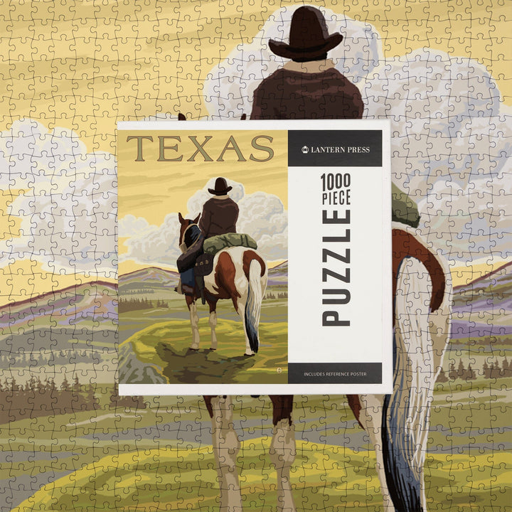 Texas, Cowboy on Ridge, Jigsaw Puzzle Puzzle Lantern Press 