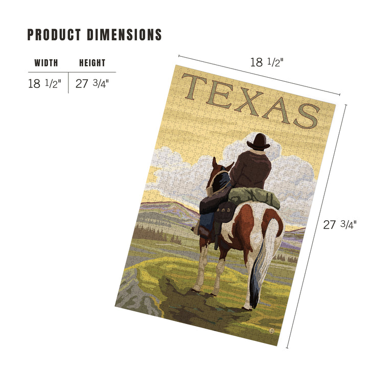 Texas, Cowboy on Ridge, Jigsaw Puzzle Puzzle Lantern Press 